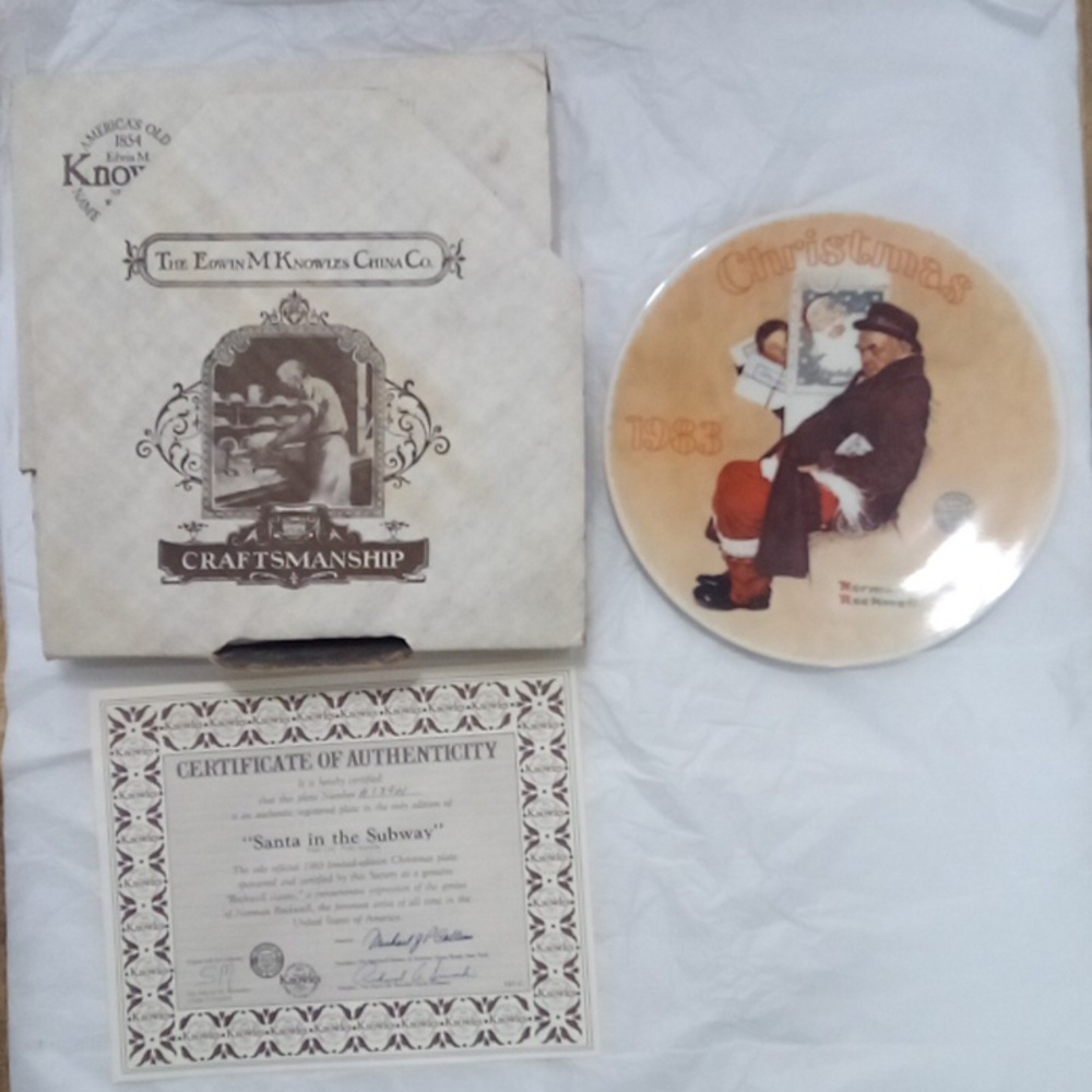 Limited Edition Plate Norman Rockwell Santa on the Subway 1983 Bradford Exchange